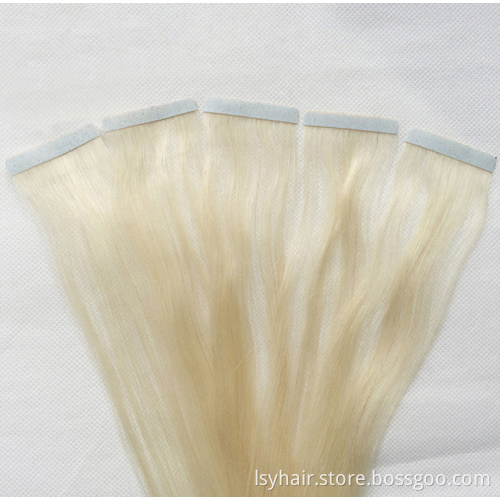 Seamless Remy Indian Tape Hair,Platinum Blonde Straight Human Hair Tape In For Hair Salon Volume Adding